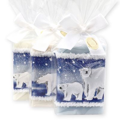 Sheep milk soap 150g, decorated with a bear ribbon in a cellophane, sorted 