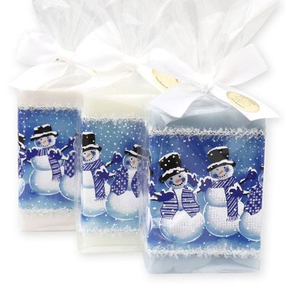 Sheep milk soap 150g, decorated with a snowman ribbon in a cellophane, sorted 
