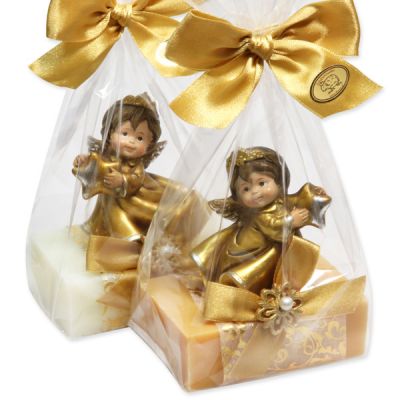 Sheep milk soap 150g decorated with an angel in a cellophane, Classic/quince 