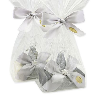 Sheep milk soap 150g decorated with an glas angel in a cellophane, Classic/Christmas rose 