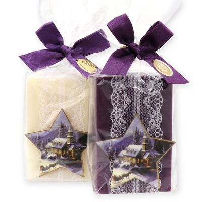 Sheep milk soap 150g decorated with a star in a cellophane, Classic/elderberry 