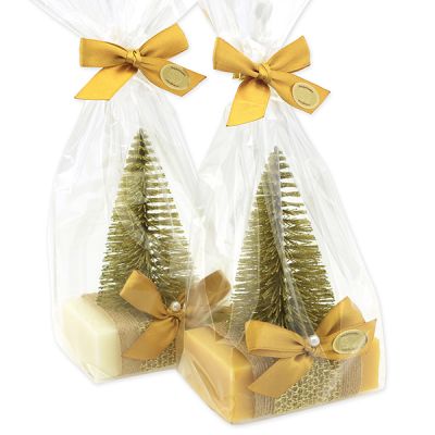 Sheep milk soap 150g decorated with a Fir tree in a cellophane, Classic/Swiss pine 