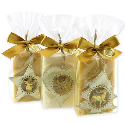 Sheep milk soap 150g decorated with a christmas motive in a cellophane bag, Classic/Swiss pine 