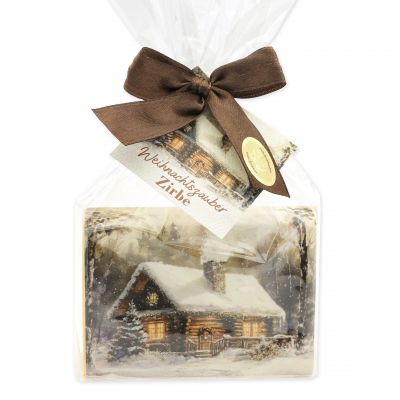 Schafmilchseife eckig 150g Zirbe "Weihnachtszauber-Motiv 1" in Cello 