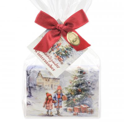 Schafmilchseife eckig 150g Winterzauber "Weihnachtszauber-Motiv 13" in Cello 