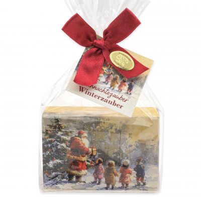 Schafmilchseife eckig 150g Winterzauber "Weihnachtszauber-Motiv 15" in Cello 