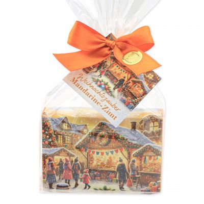 Schafmilchseife eckig 150g Mandarine-Zimt "Weihnachtszauber-Motiv 16" in Cello 