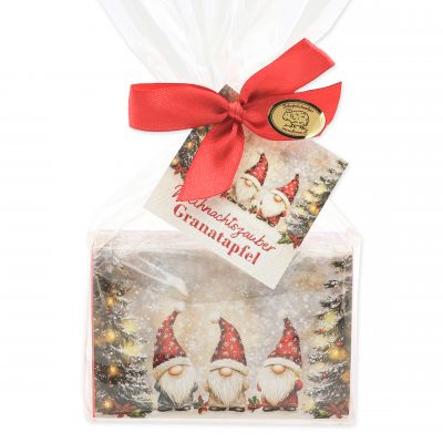 Schafmilchseife eckig 150g Granatapfel "Weihnachtszauber-Motiv 23" in Cello 