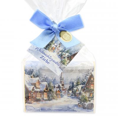 Schafmilchseife eckig 150g Zirbe "Weihnachtszauber-Motiv 3" in Cello 