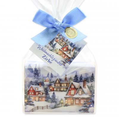Schafmilchseife eckig 150g Zirbe "Weihnachtszauber-Motiv 4" in Cello 