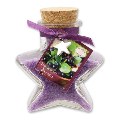 Bath salt 160g in a star shaped glass jar, Aronia 