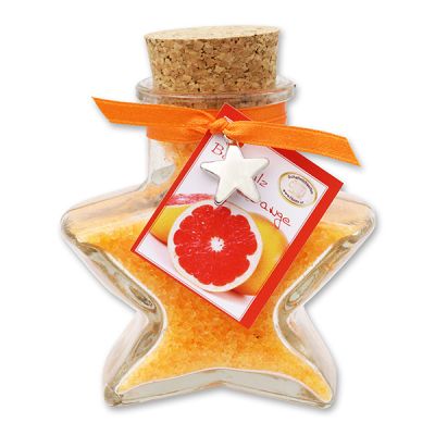 Bath salt 160g in a star shaped glass jar, Blood orange 