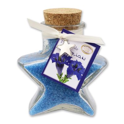 Bath salt 160g in a star shaped glass jar, Gentian 