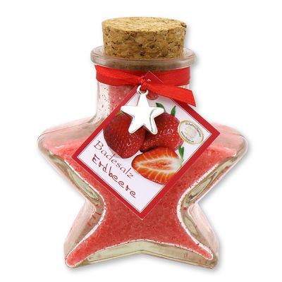 Bath salt 160g in a star shaped glass jar, Strawberry 