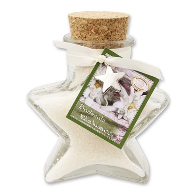 Bath salt 160g in a star shaped glass jar, Edelweiss 