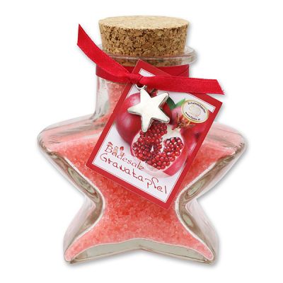 Bath salt 160g in a star shaped glass jar, Pomegranate 