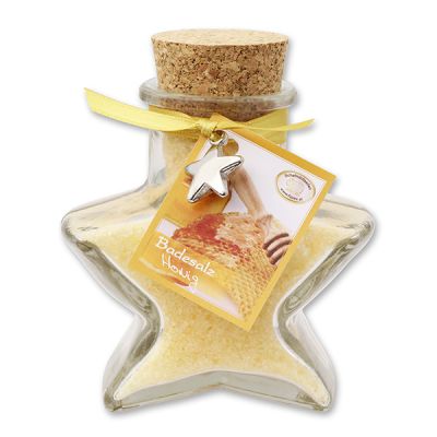 Bath salt 160g in a star shaped glass jar, Honey 