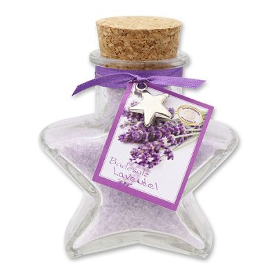 Bath salt 160g in a star shaped glass jar, Lavender 