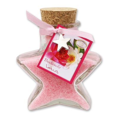 Bath salt 160g in a star shaped glass jar, Lotus 