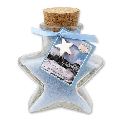 Bath salt 160g in a star shaped glass jar, Sea breeze 