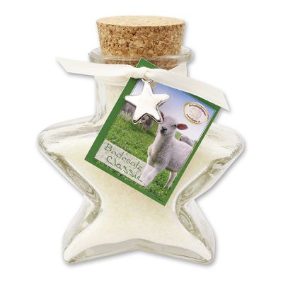 Bath salt 160g in a star shaped glass jar, Classic 