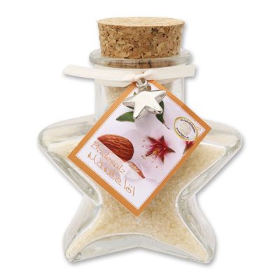 Bath salt 160g in a star shaped glass jar, Almond oil 