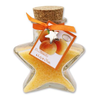 Bath salt 160g in a star shaped glass jar, Apricot 