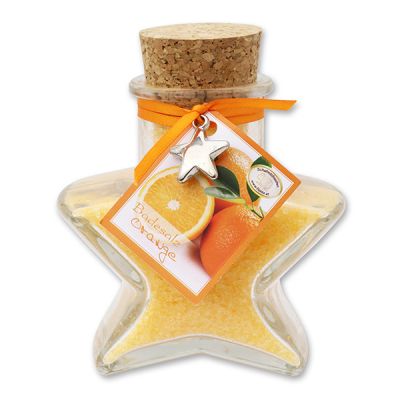 Bath salt 160g in a star shaped glass jar, Orange 