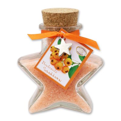 Bath salt 160g in a star shaped glass jar, Sea buckthorn 