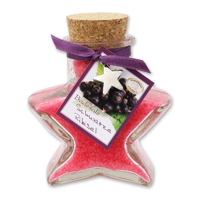 Bath salt 160g in a star shaped glass jar, Black currant 