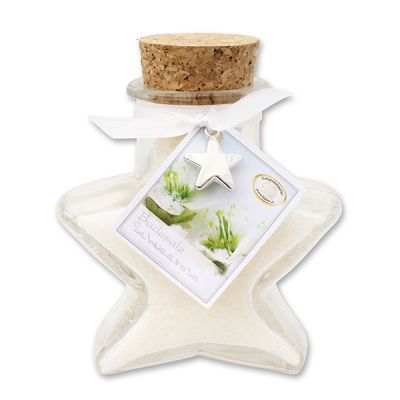 Bath salt 160g in a star shaped glass jar, Christmas rose white 