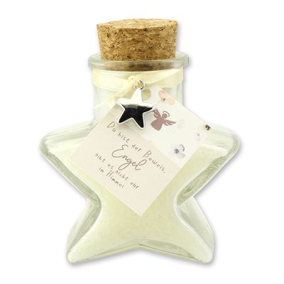 Bath salt 160g in a star shaped glass jar "Du bist der Beweis,...", Classic 