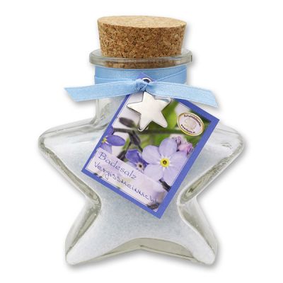 Bath salt 160g in a star shaped glass jar, Forget-me-not 