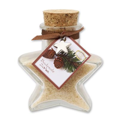 Bath salt 160g in a star shaped glass jar, Swiss pine 