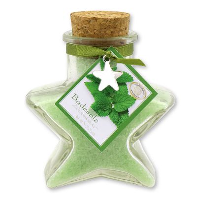 Bath salt 160g in a star shaped glass jar, Lemon balm 