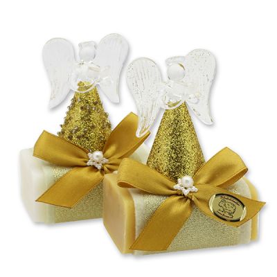 Sheep milk soap 100g decorated with an glas angel, Classic/Swiss pine 