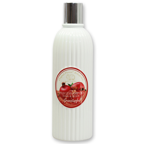 Pflegeshampoo Hair&Body mit biologischer Schafmilch 330ml in der Flasche, Granatapfel 